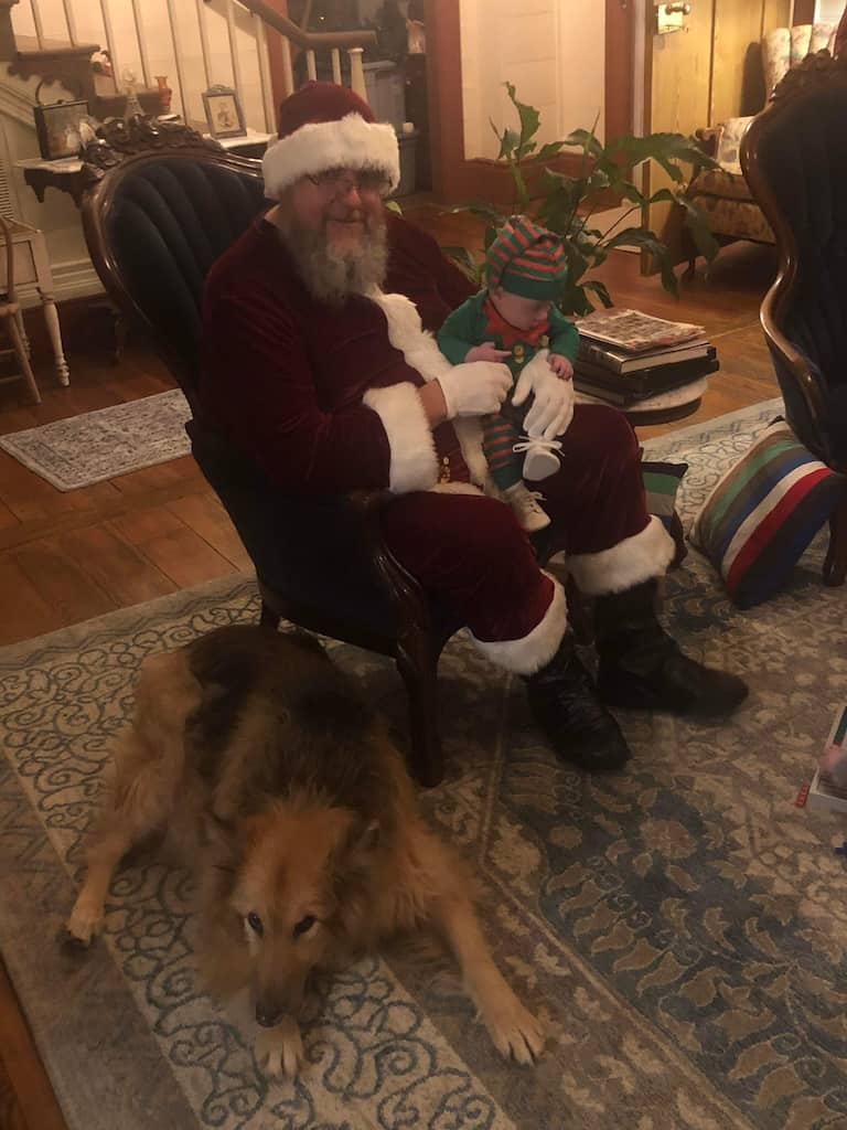 Santa Claus visits with Kylan and Sami