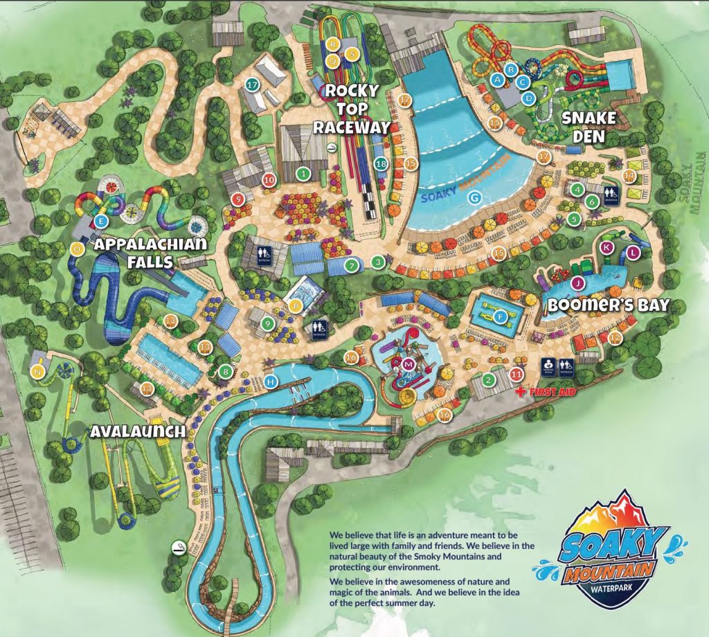 Map of Soaky Mountain Waterpark in Sevierville