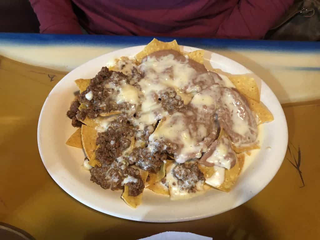 Pelancho's nachos with ground beef