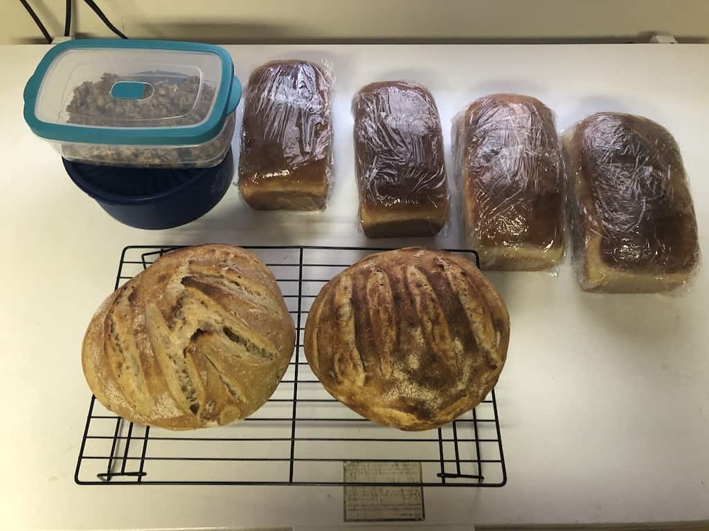Assorted home made breads along with granola