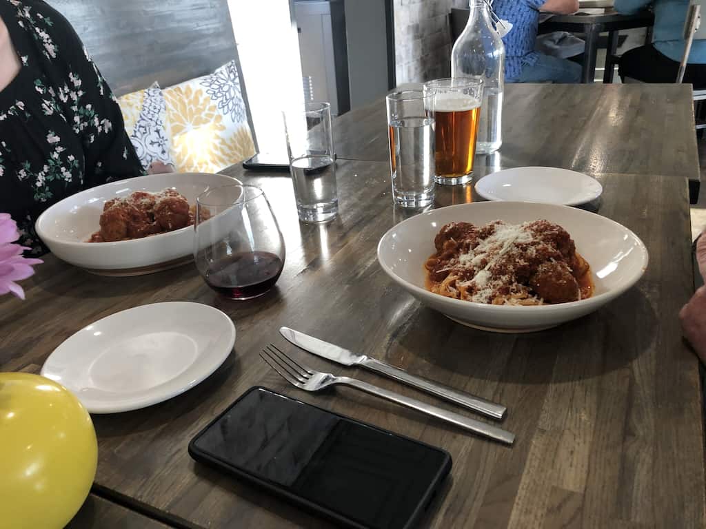 Bison meatballs & spaghetti at Amici