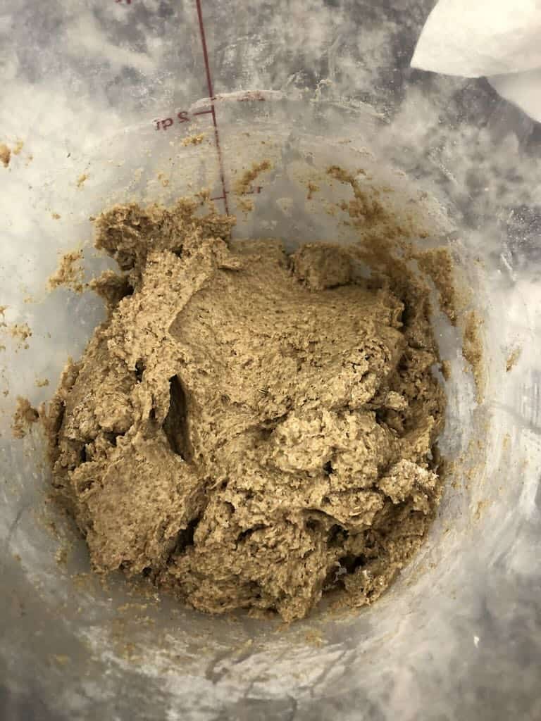 artisan rye bread dough after initial mixing