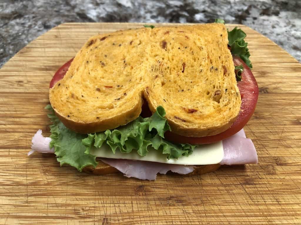 Ham & cheese on tomato basil bread
