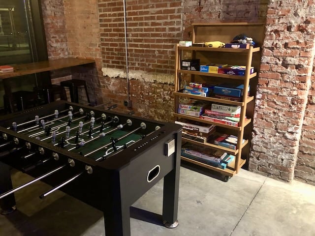 foosball table along with board games